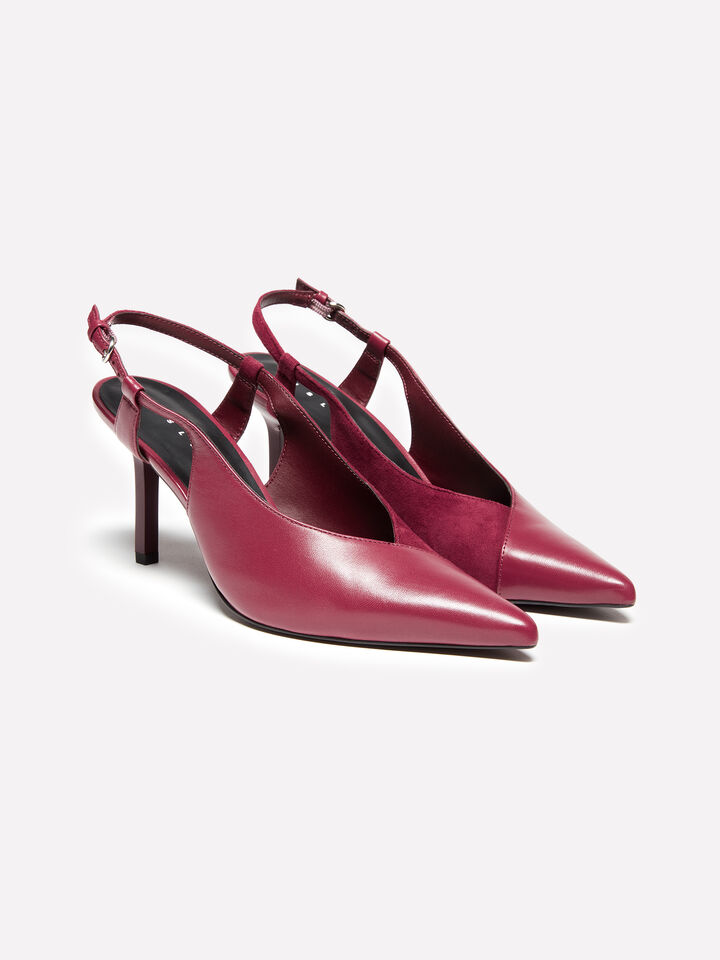 Burgundy slingback in 100% leather - women's heels - Burgundy | Sisley image number 1